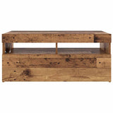 TV Cabinet with LED Lights Old Wood 90x35x40 cm Engineered Wood 856307