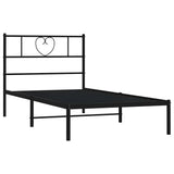 Metal Bed Frame without Mattress with Headboard Black 100x190cm 355457