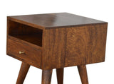Solid Wood Mini Chestnut Bedside, 1 Drawer and Open Shelf, Dark Brown B2743P402928