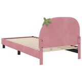 Children's Bed Frame with Headboard Pink 90 x 190 cm Velvet 42011067