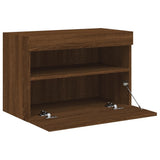 TV Wall Cabinet with LED Lights Brown Oak 60x30x40 cm 837195