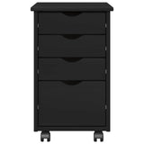 Rolling Cabinet Black 34 x 39 x 56 cm Solid Pine Wood 42028343