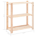 3-Tier Storage Racks 2 pcs 80x38x90 cm Solid Pinewood 150 kg 3051117