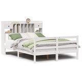Bookcase Bed without Mattress White 150x200 cm King Size Solid Wood Pine 3321941