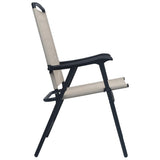 Chair Set of 2 Cream Textilene, Steel Standard Foldable Chair 47924