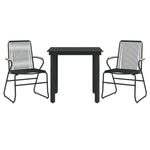 ZNTS 3 Piece Garden Dining Set Black PVC Rattan 3099209