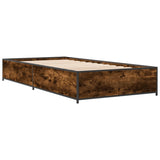 ZNTS Bed Frame Smoked Oak 90x190 cm Single Engineered Wood and Metal 845118