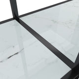 Console Table White 220x35x75.5 cm Tempered Glass 331712