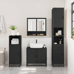 ZNTS 4 Piece Bathroom Furniture Set Black Engineered Wood 3301215