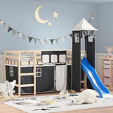 Curtains for Loft Bed with Tower White and Black Polyester 835922