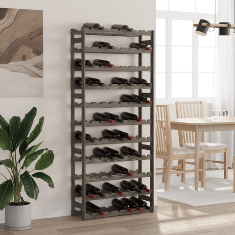 ZNTS Wine Rack for 77 Bottles Grey Solid Wood Pine 373383