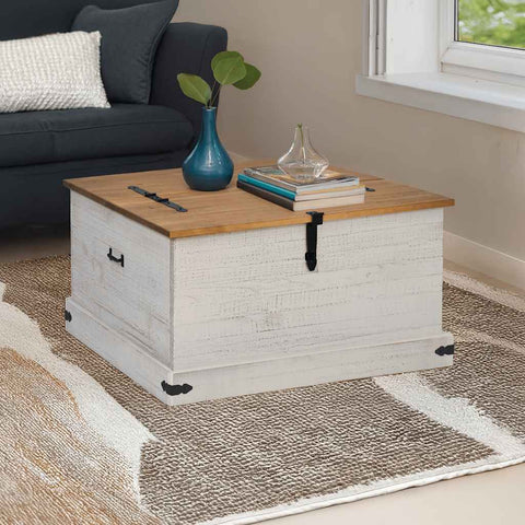 Storage Chest HALDEN White 91x91x47 cm Solid Wood Pine 4018406