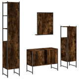 4 Piece Bathroom Cabinet Set Smoked Oak Engineered Wood 3214361