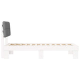 Bed Frame with Upholstered Headboard White and Light grey 877443
