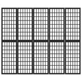 Folding 5-Panel Room Divider Japanese Style 200x170 cm Black 352081