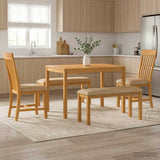 Dining Set 5 pcs Beige Solid Oak Wood 3430285
