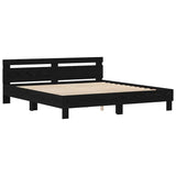 Bed Frame with Headboard Black oak 200 x 200 cm Engineered wood 3333935