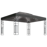 Gazebo with Double Roof&LED String Lights 3x4m Anthracite 3070299