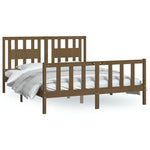 ZNTS Bed Frame with Headboard Honey Brown Solid Wood Pine 150x200 cm King Size 3188174