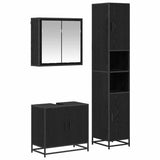Bathroom Furniture Set 3 pcs Black Oak Engineered Wood 3402517