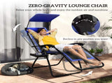 Zero Gravity Lounger Chair, Folding Reclining Patio Chair with Shade Cover, Padded Seat, Cup Holder, T3398P328461