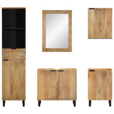5 Piece Bathroom Furniture Set Brown Solid Wood Mango 3310009