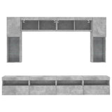 8 Piece TV Wall Cabinet Set with LED Lights Concrete Grey 3216767