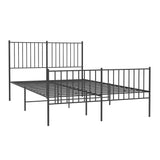 Metal Bed Frame without Mattress with Footboard Black 140x200cm 350883