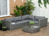 3 Pieces PE Rattan Garden Furniture Set 10 cm Thick Cushions, 4 Seater Garden Corner Sofa Set T3398P318809