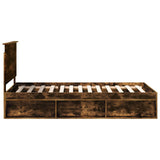 Bed Frame Smoked Oak 100 x 200 cm Solid Pine Wood 3411050