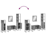 ZNTS 4 Piece Bathroom Cabinet Set Grey Sonoma Engineered Wood 3214362