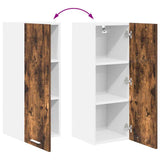 Hanging Cabinet with Door Smoked Oak and White 30 x 31 x 80 cm 884250