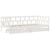 Daybed with Drawers without Mattress White 90x190 cm Single Solid Wood 3302088