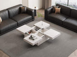 Modern square coffee table with marble look, Centre Tea Table with 4 Sliding Drawers, Coffee End N605P375112W