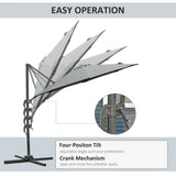 3 Offset Parasol Cantilever Hanging Umbrella 360&deg Rotation w/ Base Dark Grey T3398P314228