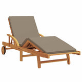 Sun Lounger Solid Acacia Wood Taupe 4105530