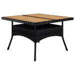 9 Piece Garden Dining Set Poly Rattan and Solid Wood Black 3095899