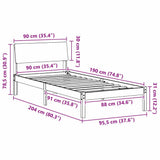 Bed frame White and light grey 90 x 190 cm Solid pine wood 878578