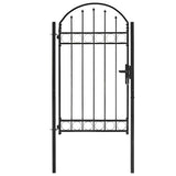 Fence Gate "ASSEN" with Arched Top Steel 102x175 cm Black 143087
