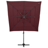 Garden Parasol Bordeaux Red Polyester Large Foldable 313824