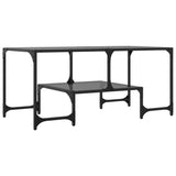 Coffee Table with Black Glass Top 98.5x50x45 cm Steel 846015