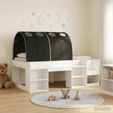 Bed Frame with Tunnel 3 pcs White and Black Engineered Wood 3423634