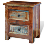 ZNTS Nightstand with 2 Drawers Solid Reclaimed Wood 241643