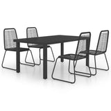 Dining Set Black PVC Rattan, Powder-Coated Steel, Aluminium, WPC 3060120