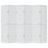 Room Divider 6 Panels White Solid Wood Paulownia 358794