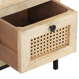 Sideboard 60x35x70 cm Solid Mango Wood and Natural Cane 323508