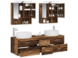 Bathroom Furniture Set 5 pcs Old Wood Engineered Wood and Glass 3407045