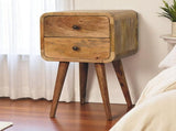 Solid Wood Mini Oak-ish Curved Bedside, 2 Drawers B2743P402931