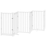 Dog Gate with Door Foldable 6 Panels White 300 cm Solid Wood Fir 352279