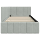 Corner Bed Frame with Headboard Light grey 100 x 200 cm Velvet 42016317